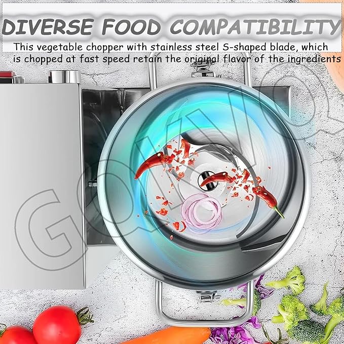 1800w Stainless Steel Electric Vegetable Blender Cutter6/9L Adjustable Speed for Fruits Grains Peanut Ginger Garlic A-HR-6L