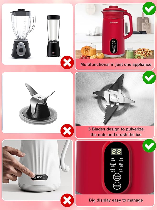Nut Milk Maker Machine for Homemade Plant-Based Milk with Auto Clean &amp Temperature Control Soy Milk Maker Non-Dairy Beverages- Almond/Coconut/Cashew/Oat Milk Machine Maker