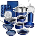 Granitestone Ceraluxe 20 Pc Ceramic Cookware Set Nonstick Complete Pots and Pans Set Non Stick with 5 Pc Bakeware Set Deep Frying Pan Set &amp Steamer Non Toxic PFOA Free Oven &amp Dishwasher S