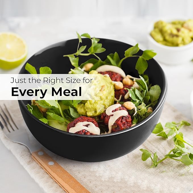 MIAMIO – Service for 6 Dishware Set/Stoneware Dinnerware Set – Including Plates Soup Plates and Bowls – Microwave &amp Dishwasher Safe – Le PaPillon Collection (Black 24-Pieces)