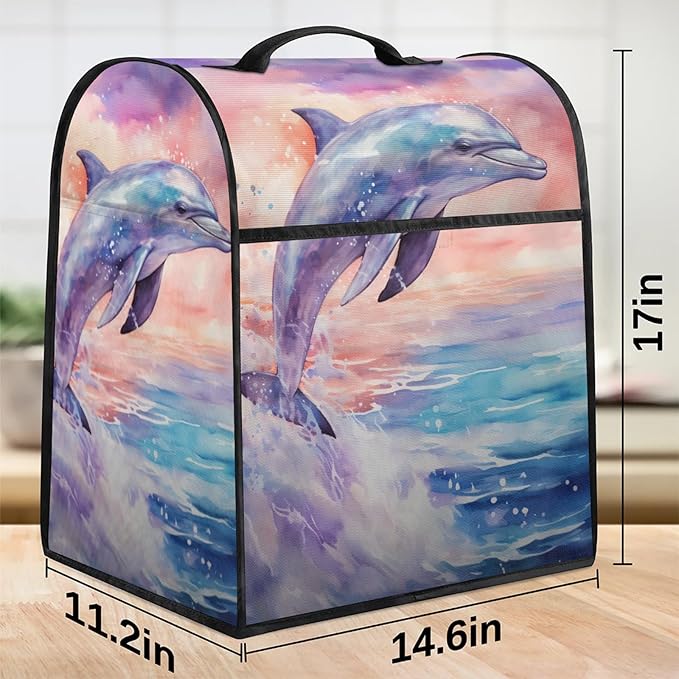 cfpolar Kitchen Aid Mixer Cover Compatible with 6-8 Quarts Animals Dolphin Ocean Stand Mixer Cover Kitchen Aid Mixers Accessories Appliance Organizer Bag Dust Covers with Zipper Pocket