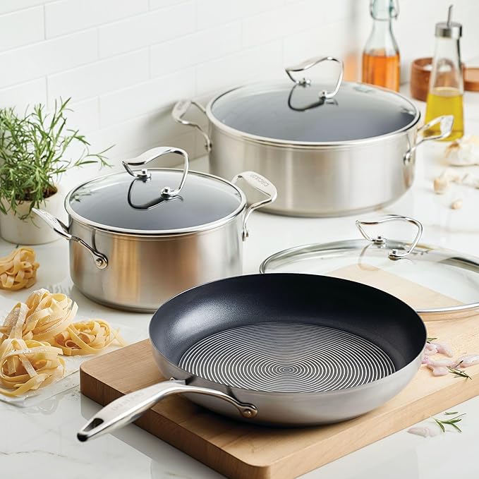 Circulon Stainless Steel Induction Cookware Set with SteelShield Hybrid Stainless and Nonstick Technology 6 Piece - Stainless Steel