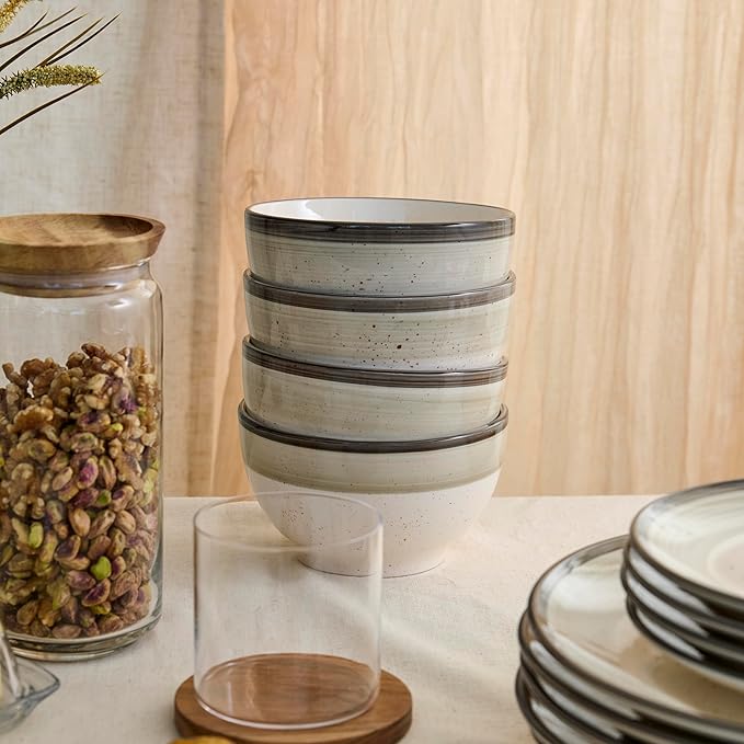 Earth &amp Clay Harlow 12-Piece Dinnerware Set Earthenware Beige