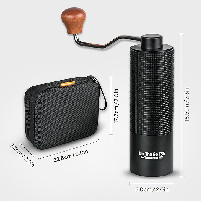 Manual Coffee Grinder - Stainless Steel Conical Burr with Adjustable Setting Double Bearing - Max Capacity 0.88oz Hand Grinder for Home Travel and Camping and Gift