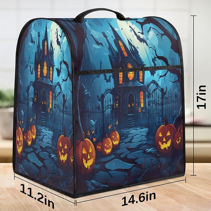 cfpolar Kitchen Aid Mixer Cover Compatible with 6-8 Quarts Halloween Spooky Decorate Stand Mixer Cover Kitchen Aid Mixers Accessories Appliance Organizer Bag Dust Covers with Zipper Pocket