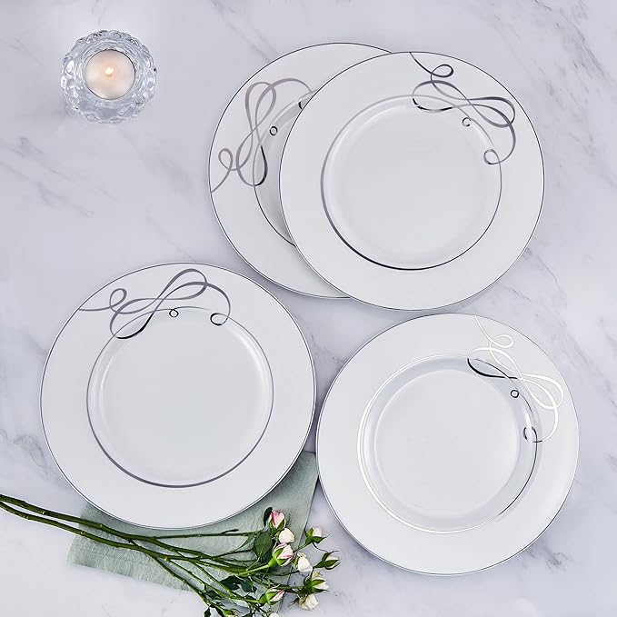 Mikasa Love Story Platinum Banded Dinner Plates Set of 4