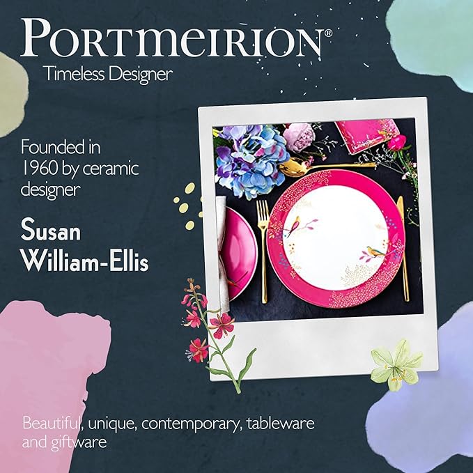 Sara Miller London Chelsea 12 Piece Dinnerware Set - Fine China Plates &amp Bowls Featuring Vibrant Birds &amp Floral Art for Afternoon Tea or Dining - Elegant Gift Box with Full Place Settings