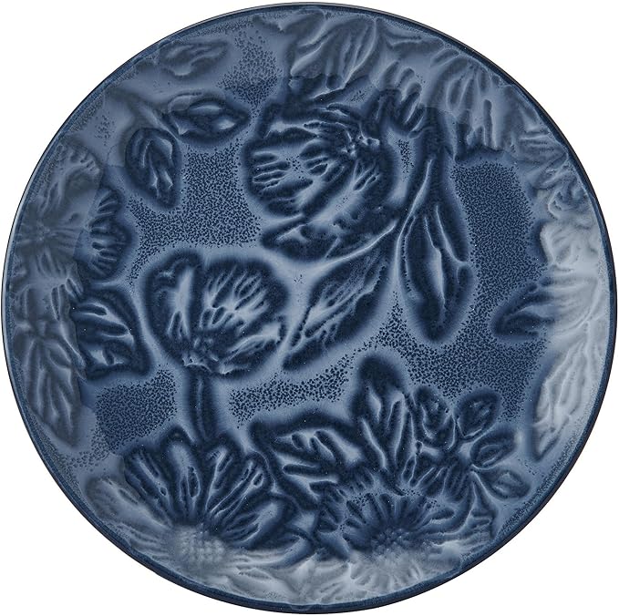 Paltzgraff Garden Elegance 12 Piece Floral Stoneware Dinnerware Plate Bowl Dish Set Service for 4 Blue
