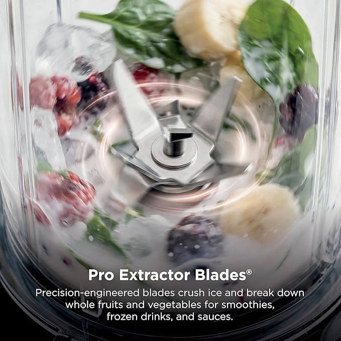Ninja BN301 Nutri-Blender Plus Compact Personal Blender 900-Peak-Watt Motor Frozen Drinks Smoothies Sauces &amp More (3) 20 oz. To-Go Cups (2) Spout-Lids (1) Storage-Lid Dishwasher Safe Silve