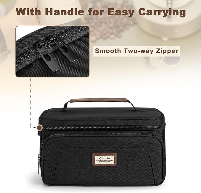 CURMIO Carrying Case Compatible with OutIn Nano Portable Electric Espresso Machine Camping Coffee Maker Travel Bag with Pockets for Capsules and Accessories Black
