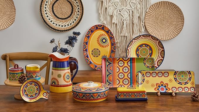 Bico Tunisian Ceramic 16 inch Oval Platter Microwave &amp Dishwasher Safe