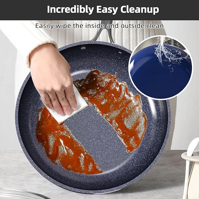 Nuwave Lux 13pc Forged Lightweight Cookware Set PFAS Free Healthy G10 Duralon Ceramic Coating Ultra Non-Stick Stay-Cool Handles Works on All Cooktops &amp Induction Ready
