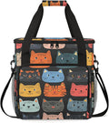 Cute Cartoon Cat Coffee Maker Carring Bag Large Insulated Storage Organizer Case Tote Bags with Shoulder Strap for Travel Work Picnic
