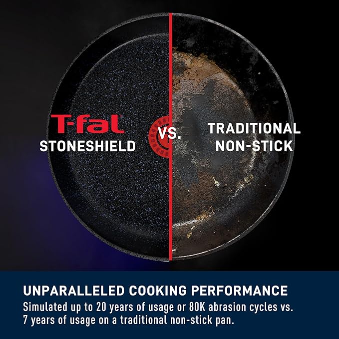 T-FAL StoneShield 12 / 30cm Frypan Non-Stick Anti-Warp Rock Texture Dishwasher &amp Oven Safe Easy to Clean