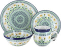 Blue Rose Polish Pottery - Yellow Dandelion 4 Piece Place Setting - Service for 1-1 Place Setting - Great for Everyday Dining Casual Dining or as Formal Dinnerware
