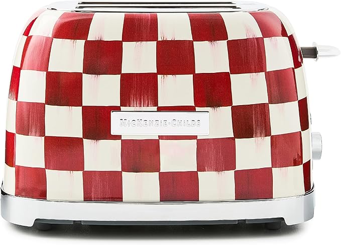 MACKENZIE-CHILDS 2-Slice Toaster Decorative Toaster for Kitchen Red-and-White Cherry Check