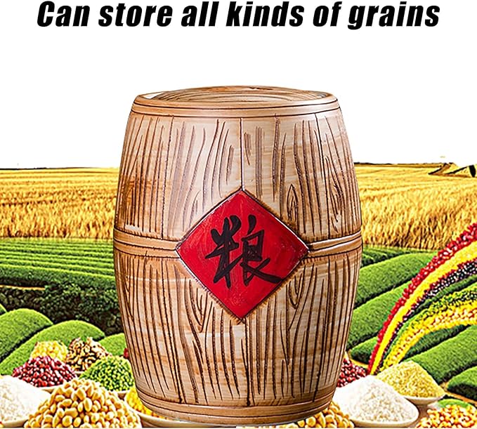 Ceramic Rice Container Grain Dispenser With Lid Ceramic Rice Cylinder Airtight Bulk Food Storage Kitchen &amp Pantry Organization For Rice Household Sealed Large-capacity Rice Pot For Soybeans Corn F