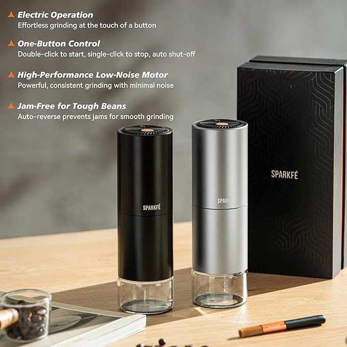 Portable Electric Coffee Grinder Rechargeable Wireless Handheld Grinder with Stainless Steel Conical Burr Adjustable Grind Settings for Espresso Moka Pour Over French Press Cold Brew