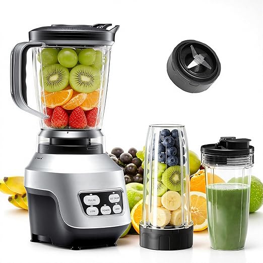 OLIXIS Smoothie Blender Countertop Blenders for Kitchen with 24 35 60 oz BPA-Free Portable Cups Professional Smoothie Maker with Four Programs for Shakes Sauces Juice and Ice Crushing Silver