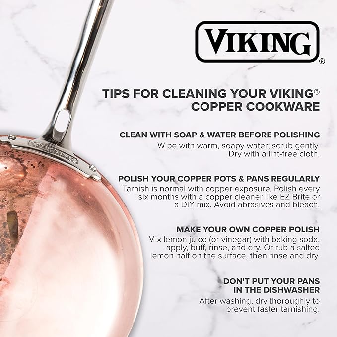 Viking 3-Ply Pots and Pans Set 10 Piece Copper Kitchen Cookware with Glass Lids Hammered Copper