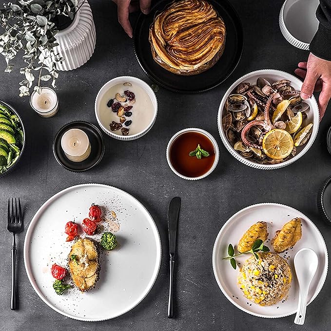 22 Pcs Ceramic Dinnerware Set Include Plates/Salad Plates/Bowls Set Modern Dinnerware Set-Service for 5
