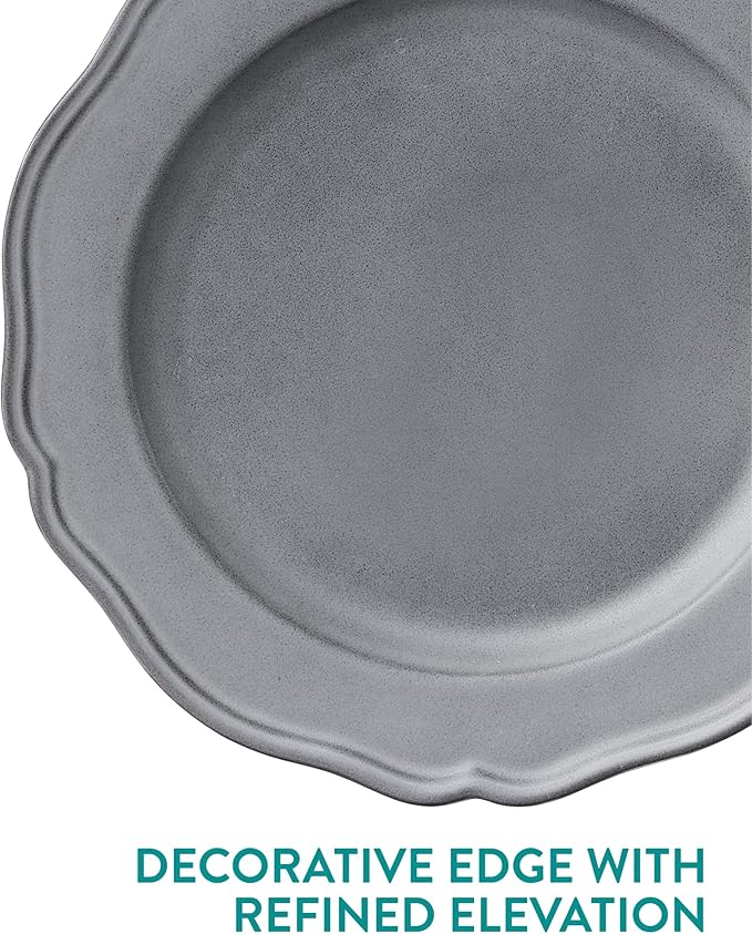 Navaris Scandi Style Porcelain Dinnerware Set - Ceramic Crockery Sets for 4 - Stackable Dishes with Dinner and Salad Plates Cereal Bowls - Dishwasher &amp Microwave Safe - 12pcs Grey