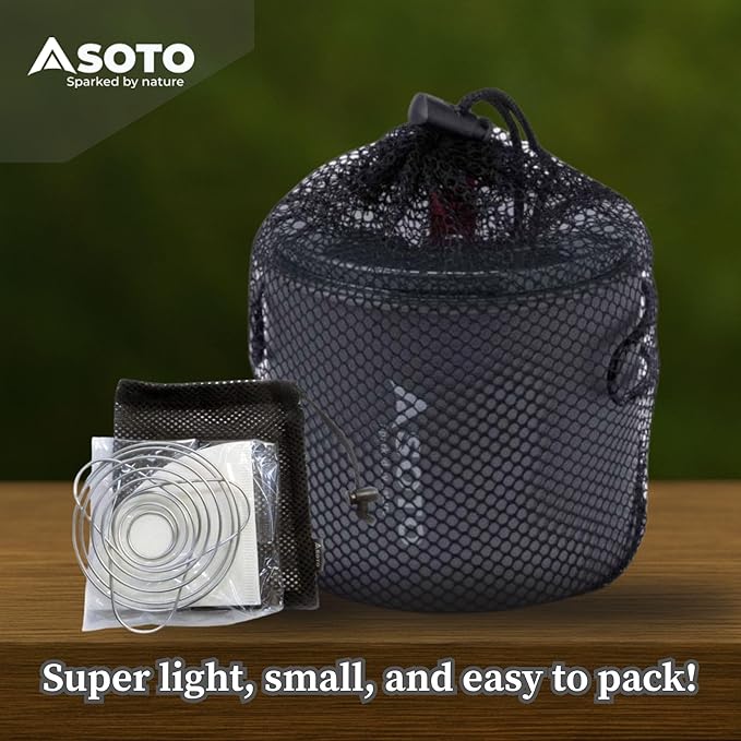 SOTO Compact Helix Coffee Maker Portable Stainless Steel Pour Over Coffee Dripper wth New River Camping Pot &amp Portable Amicus Camping Stove with or without Igniter - Backpacking Stove Set