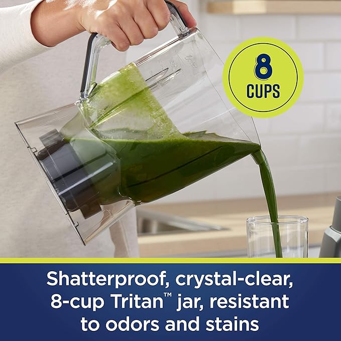 Oster Pro Smoothie Blender with Texture Select Countertop Blender with Tritan Jar &amp 2 To-Go Cups Brushed Nickel