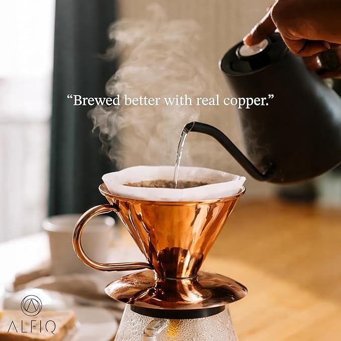 Copper Pour Over Coffee Dripper 0.35L Single Cup Manual Brewer Reusable Metal Filter Cone for Cafe Quality Brew Premium Handcrafted Drip Maker