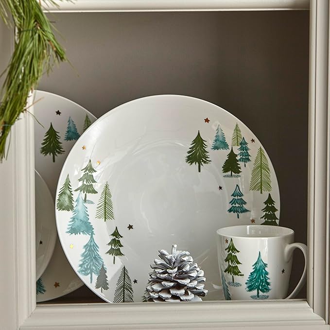 Lenox 880068 Balsam Lane 4-Piece Dinner Plate Set(Green) Christmas Drinkware Holiday Hosting