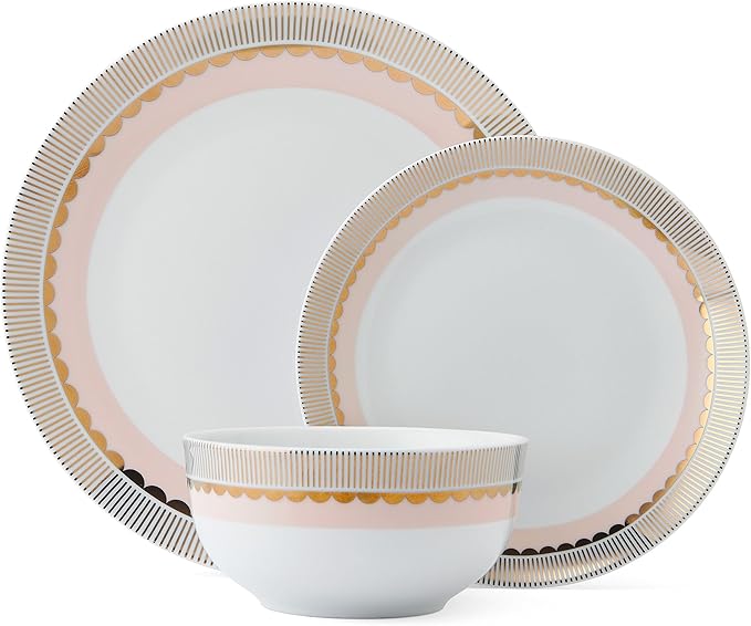 Golden Charm Metallic 12 Piece Dinnerware Set Service for 4 Blush