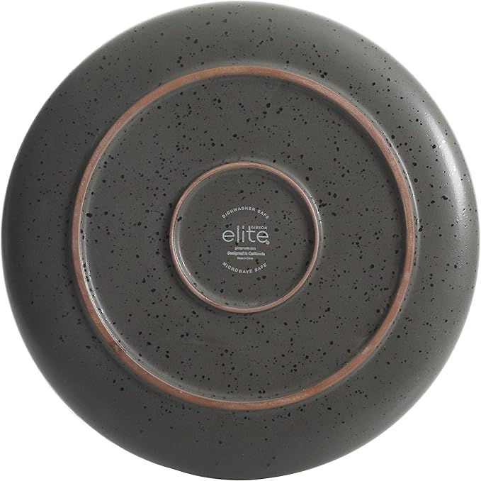 Gibson Tosca Terra Cotta Reactive Dinnerware Set 16 Piece Black Sand