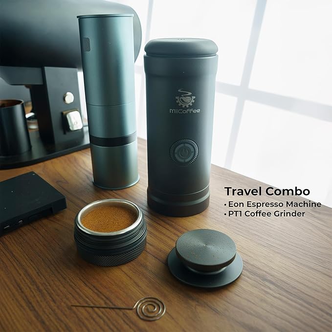 MiiCoffee Eon Portable Espresso Machine Travel Coffee Maker with Self-Heating and USB-C Charging (Grey)