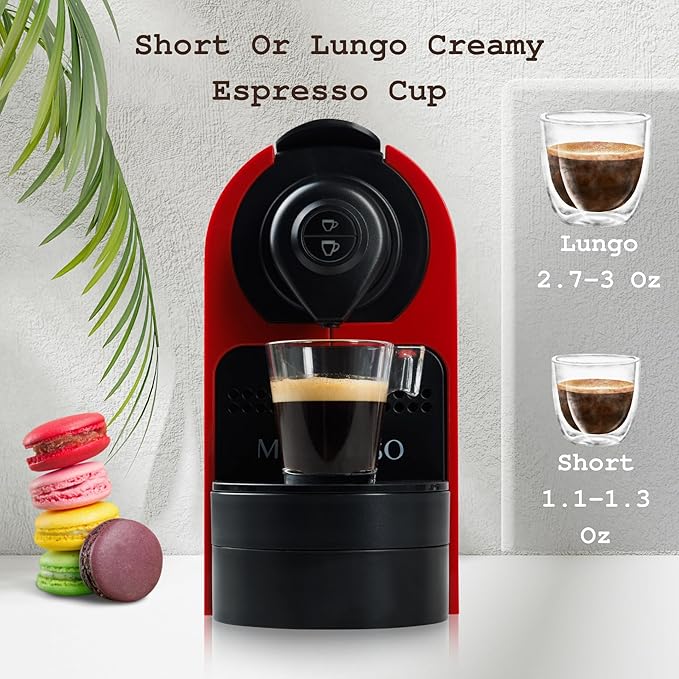 Mixpresso Red Espresso Coffee Machine – Compact 1400W Single Serve Coffee Maker Compatible with Nespresso OriginalLine Capsules One-Touch Operation 19-Bar Italian Pump 27oz Water Tank