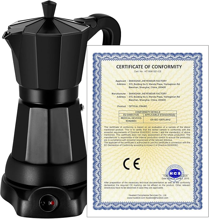 SHANGSKY Coffee Pot Electric Moka Pot 6 Cup Espresso Coffee Maker Cafeteras Electricas Italian Coffee Maker Espresso Makers Portable Aluminum Electric Mocha Pot Coffee Machine Moka Maker