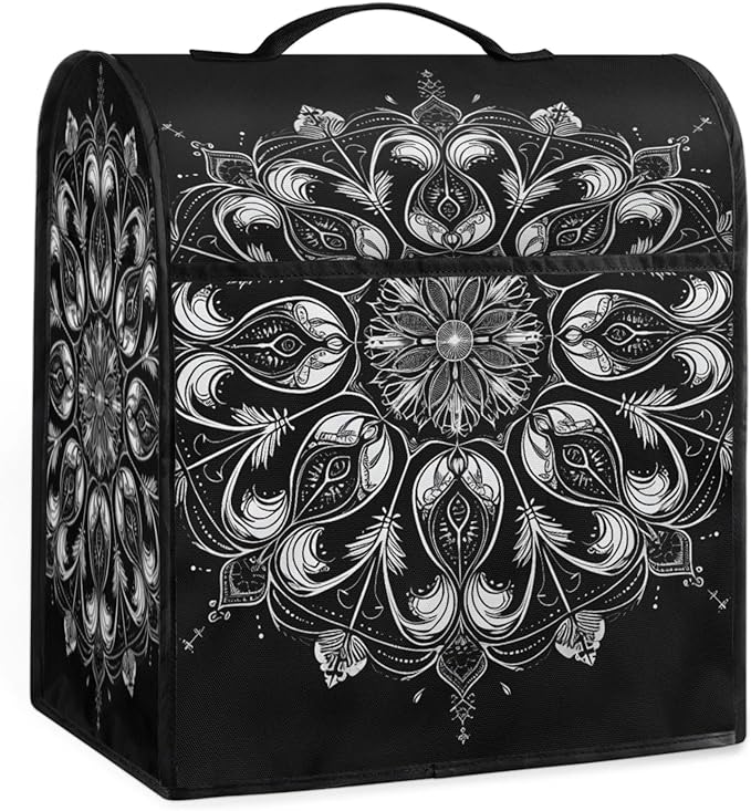 cfpolar Kitchen Aid Mixer Cover Compatible with 6-8 Quarts Ethnic Mandala Flower Black Stand Mixer Cover Kitchen Aid Mixers Accessories Appliance Organizer Bag Dust Covers with Zipper Pocket