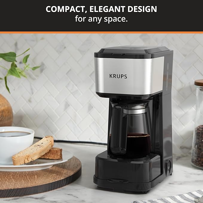 KRUPS Simply Brew Coffee Maker - Multi-Serve 4-in-1 with Stainless Steel Travel Tumbler Black 14oz