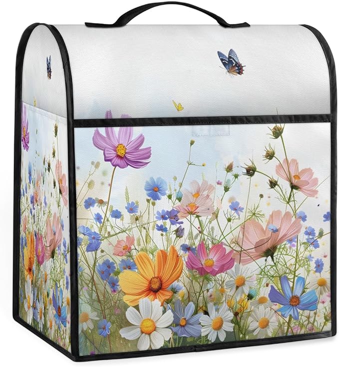 cfpolar Kitchen Aid Mixer Cover Compatible with 6-8 Quarts Butterfly Flower Pattern Stand Mixer Cover Kitchen Aid Mixers Accessories Appliance Organizer Bag Dust Covers with Zipper Pocket