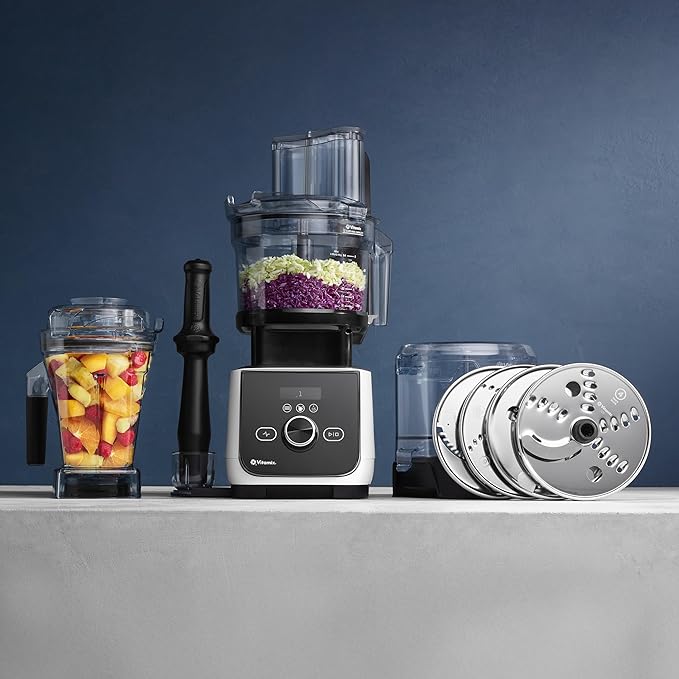 Vitamix Ascent X4 Gourmet SmartPrep Kitchen System Professional-Grade Blender Stainless-Steel Blades 12-Cup Food Processor Attachment with 4 Discs 48 Oz Blender Container White