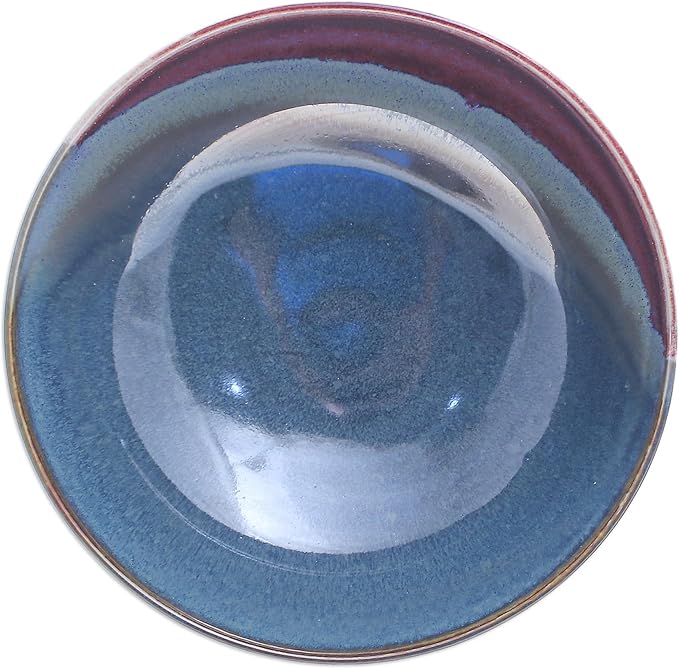 NOVICA Blue Red Ceramic Bowls Dinnerware Set From Thailand 'Happy Harvest'