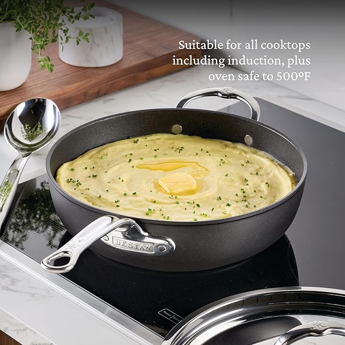 Hestan TITUM Fusion 10-Piece Nonstick Cookware Set Double Impact Stainless Steel Base &amp Aluminum Body Induction Compatible Made without PFOAs