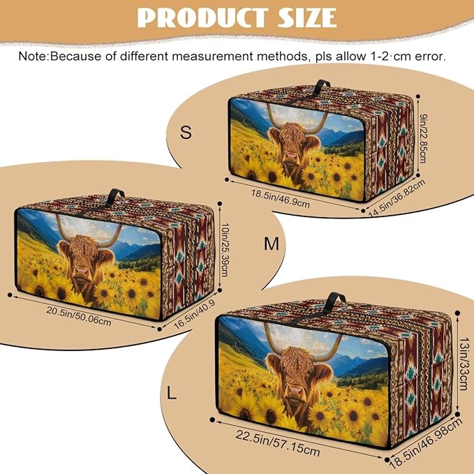 Highland Cattle Sunflower Print Toaster Oven Dust Cover for Kitchen Counter Aztec Print Heavy Duty Heat-resistant Air Fryer Oven Protective Cover (Large-18.5×22.5×12.99 inches)