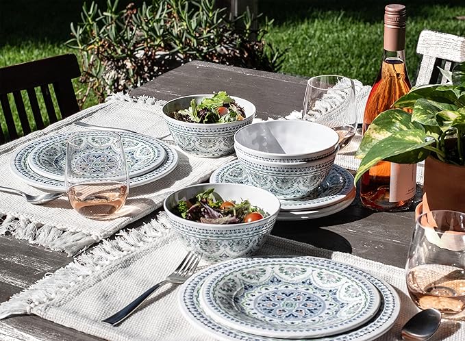 Blue Medallion 12-Piece Melamine Dinnerware Set