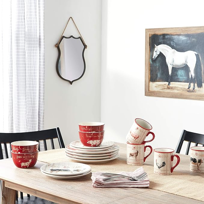 Certified International Farmhouse 16 pc Dinnerware Set Multicolored 10.75 Inches Service for 4