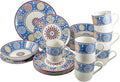 Tudor Royal Collection 24-Piece Premium Quality Round Porcelain Dinnerware Set Service for 6 - SUMAYA Blue See 10 Designs Inside!
