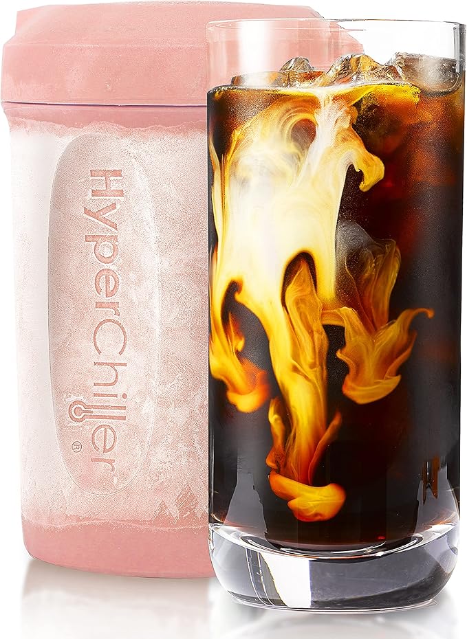 HyperChiller HC2RG Patented Iced Coffee/Beverage Cooler NEW IMPROVEDSTRONGER AND MORE DURABLE! Ready in One Minute Reusable for Iced Tea Wine Spirits Alcohol Juice 12.5 Oz Rose Gold