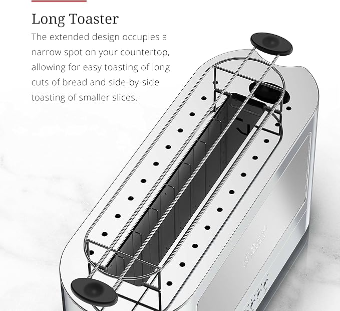 Russell Hobbs TRL9300GYR 2-Slice Glass Accent Long Toaster Silver