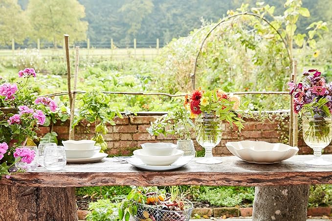 Portmeirion Sophie Conran Arbor 12 Piece Dinneware Set | Organic Shape Stoneware Serving Plates | Appetizer Buffet Dinner and Lunch Plates | Dishwasher Safe