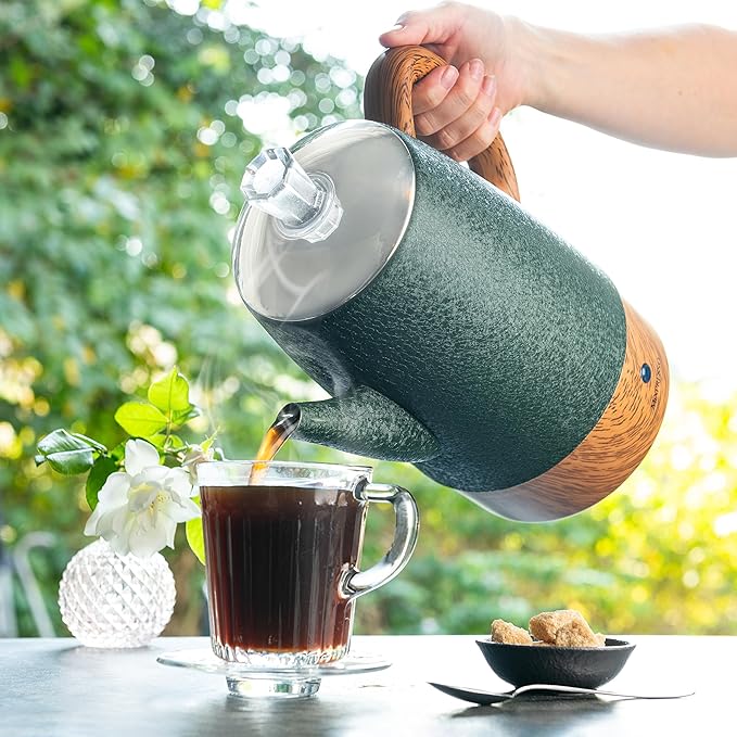 Mixpresso 10 Cup Percolator Coffee Pot Electric Stainless Steel Coffee Percolator Electric With Keep Warm Function Classic Perculator Pot With Removable Basket for Home or Office - Shiny Green
