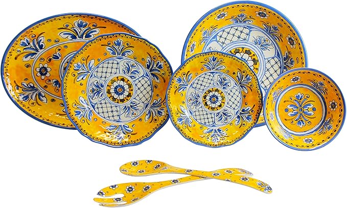 Le Cadeaux Luxury 16 Piece Melamine Dinnerware Set Service for 4 (Benidorm)